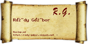 Rády Gábor névjegykártya